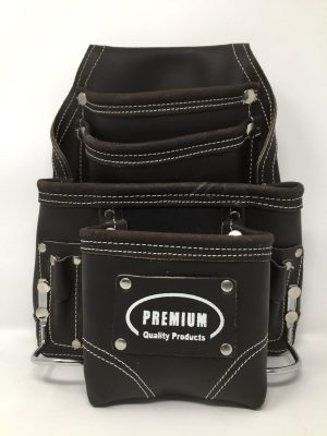 Pack Of 10  Leather Gold “PREMIUM”Ten Pocket Oil Tann Tool Pouch  Hammer Holders
