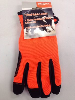 Touch Screen, High Vis Synthetic Leather Mechanics Gloves, Orange Color Size L