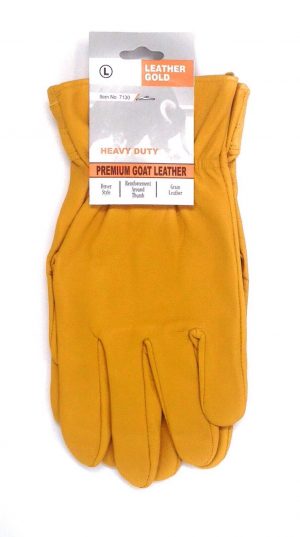 Leather Gold Yellow Goat Grain Leather Palm Gloves Thumb Reinforced Size "XL"
