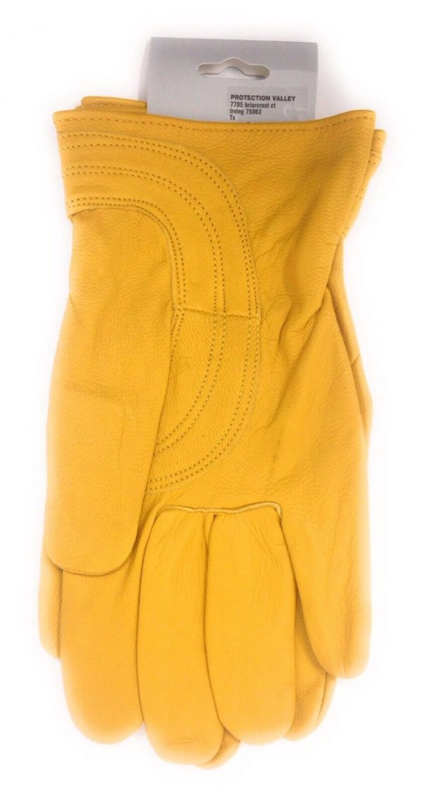 Leather Gold Yellow Goat Grain Leather Palm Gloves Thumb Reinforced Size "XL"