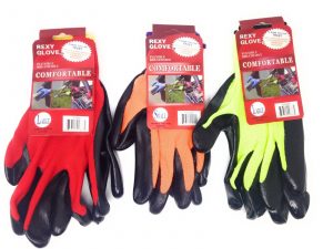 12 Pairs Mastpur Nitrile Coated Work Gloves (Size Large) Green, Orange  & Red