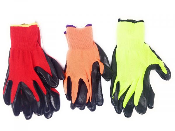 120 Pairs Mastpur Nitrile Coated Work Gloves (Size Small) Green, Orange  & Red