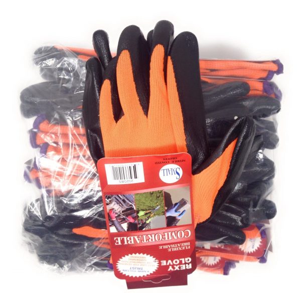120 Pairs Mastpur Nitrile Coated Work Gloves (Size Small) Green, Orange  & Red