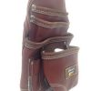 Leather Gold CLASSIC ,Ten Pocket Brown Tanned, Tool Pouch, With 2 Hammer Holders