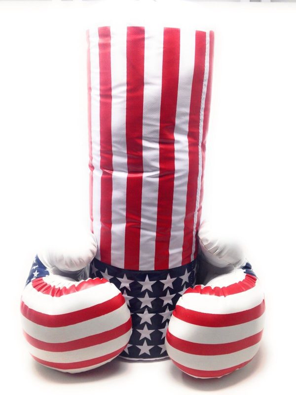 16 oz USA FLAG COLOR BOXING GLOVES & PUNCHING BAG TRAINING SET for Youth