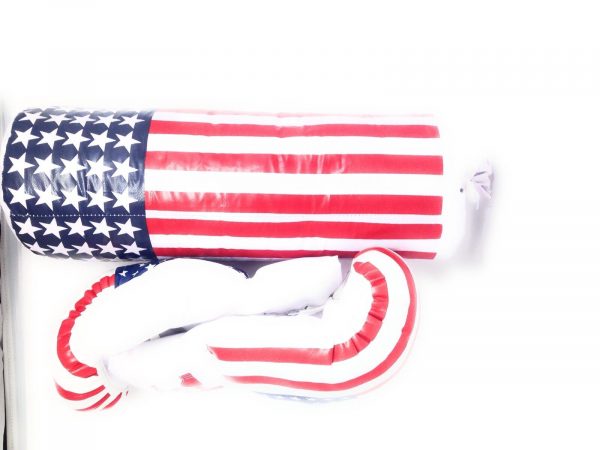 16 oz USA FLAG COLOR BOXING GLOVES & PUNCHING BAG TRAINING SET for Youth