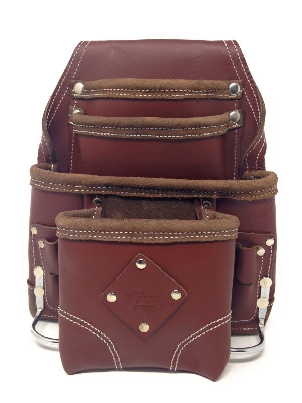 Pack Of 5  Leather Gold PROFESSIONAL Ten Pocket Grain Leather Tool Pouch,Holders