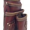 Leather Gold PROFESSIONAL Ten Pocket Grain Leather Tool Pouch With Hammer Holder