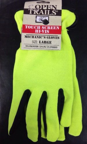 12 Pairs Touch Screen High Vis Mechanic's Work Gloves (PPE) Large
