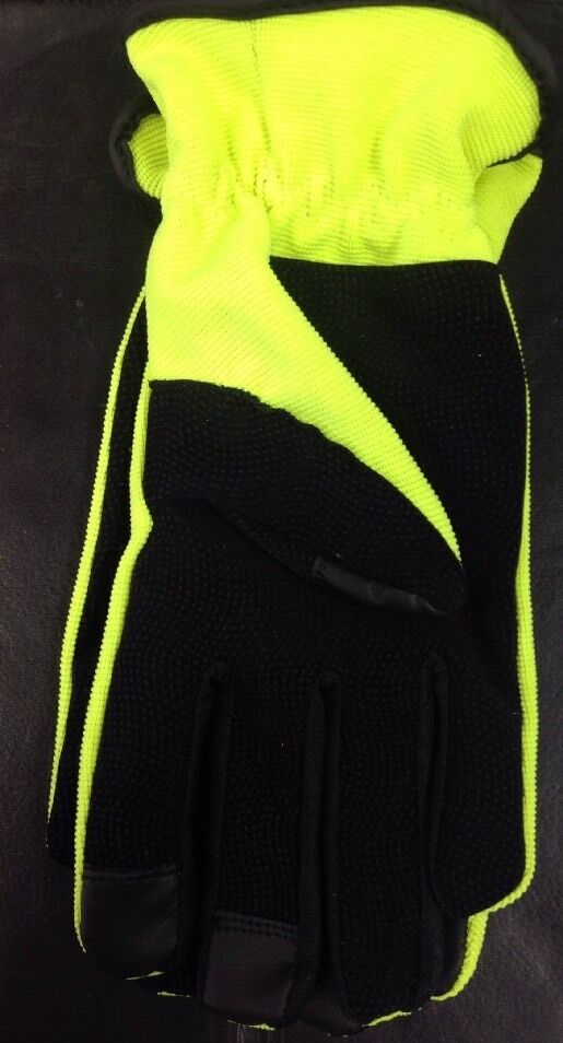 12 Pairs Touch Screen High Vis Mechanic's Work Gloves (PPE) Large