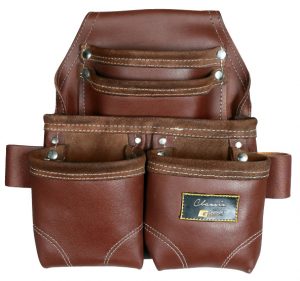 Leather Gold Oil Tanned Leather Pouch With Extra Big Pockets For Nails And Tools